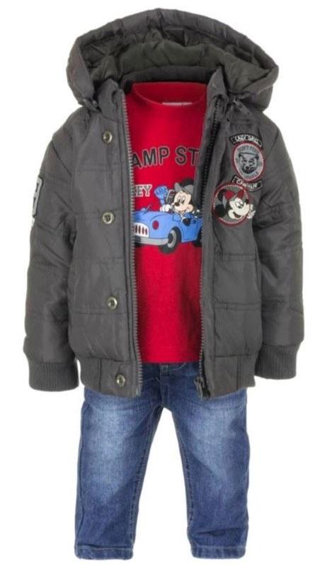 KOMPLET BUNDA, TRIKO A DŽÍNY MICKEY baby, 6 m.