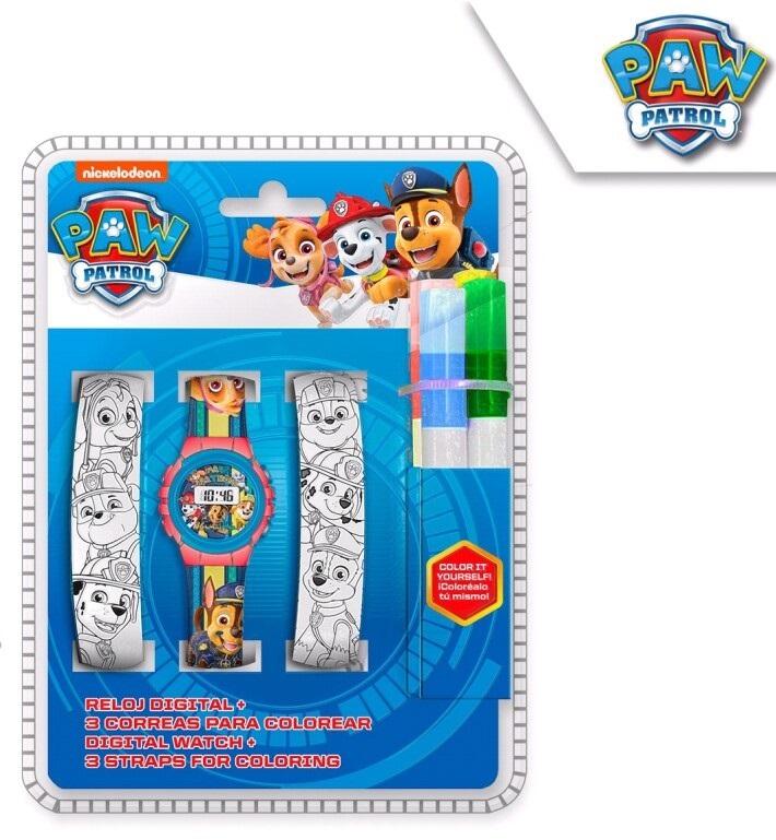 SOUPRAVA HODINKY A PÁSKY K VYBARVENÍ TLAPKOVÁ PATROLA, uni