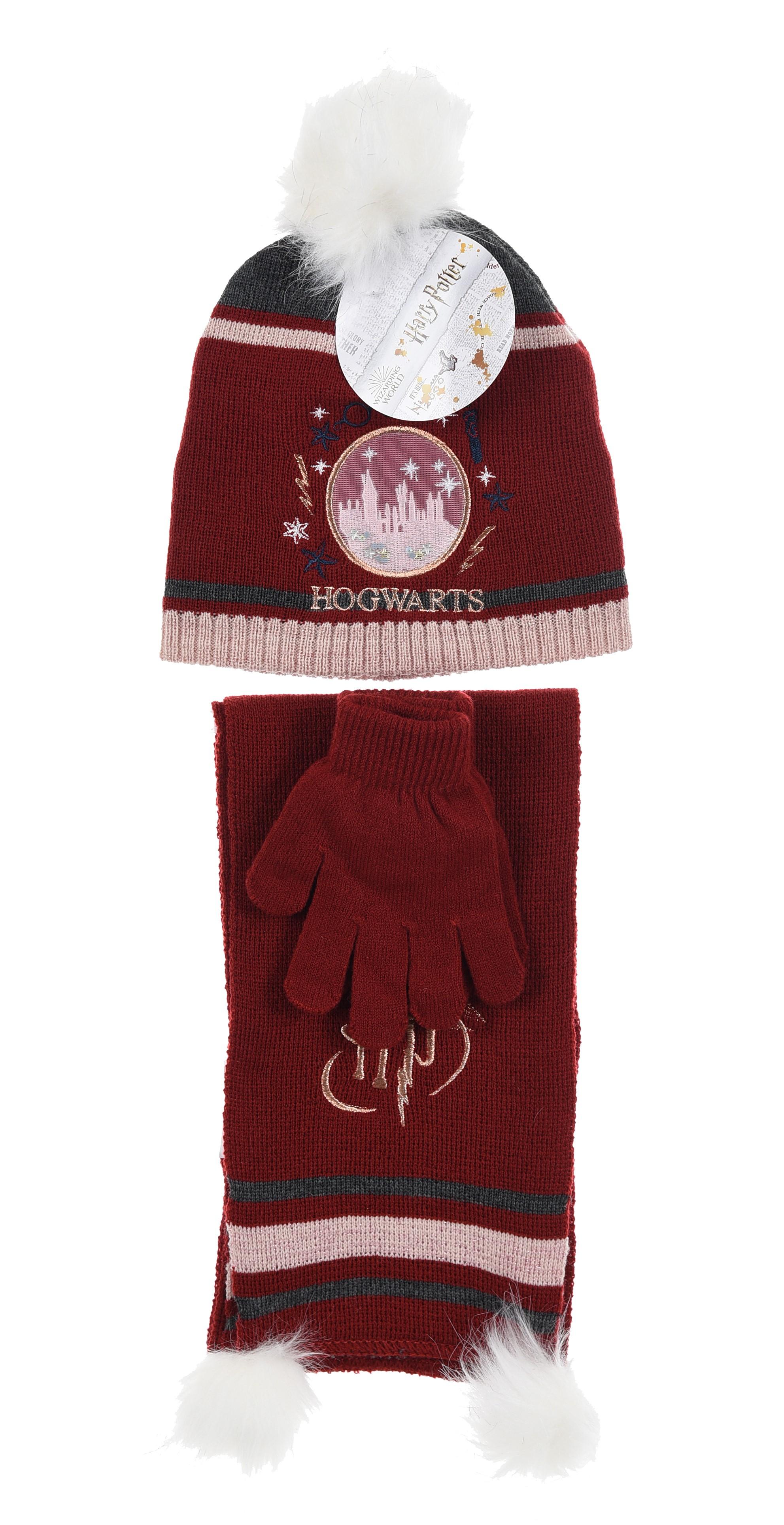 SET 6 KS SOUPRAVA  ČEPICE, ŠÁLA  A RUKAVICE HARRY POTTER, 3x52,3x54