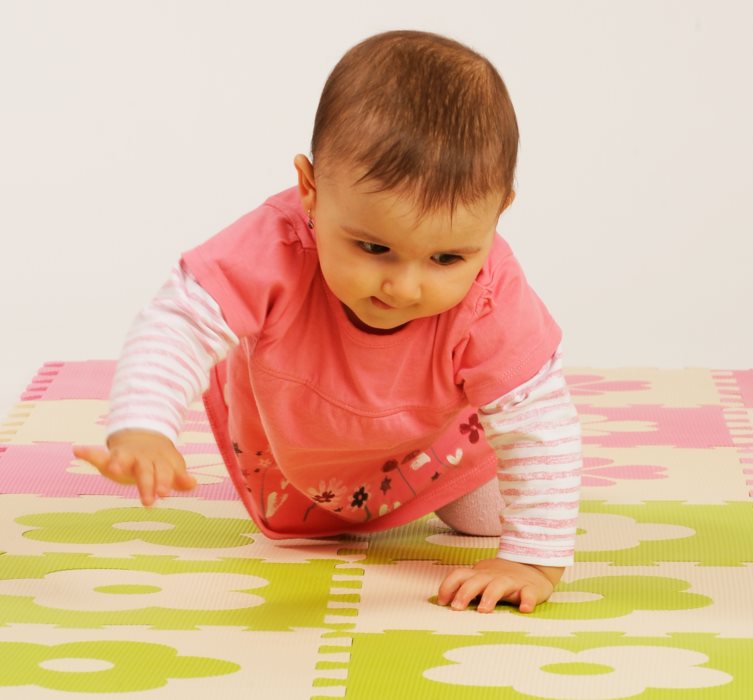 Pěnové BABY puzzle Zelené kytičky B (29,5x29,5)