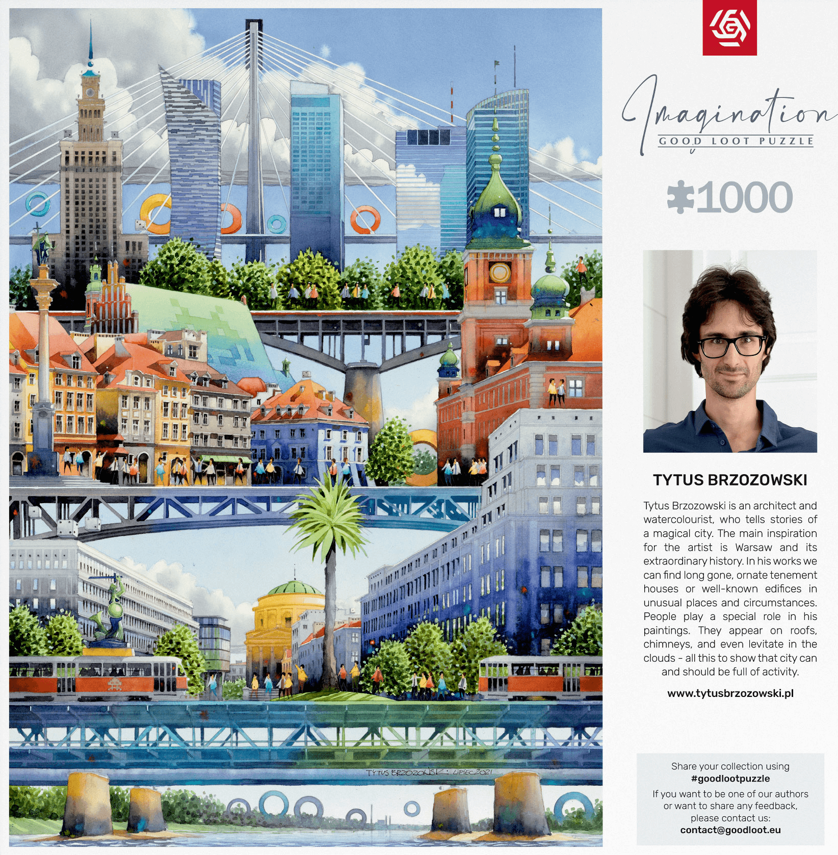 GOOD LOOT Puzzle Imagination: Tytus Brzozowski - Warsaw bridges 1000 dílků