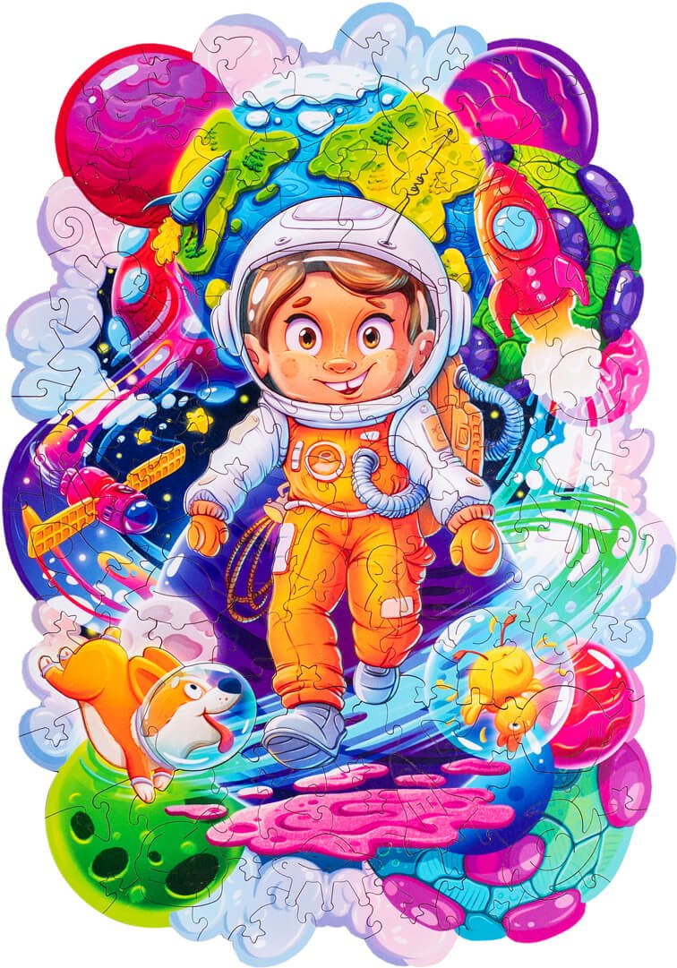 WOODLIKA Dřevěné puzzle Vesmírný dobrodruh 120 dílků