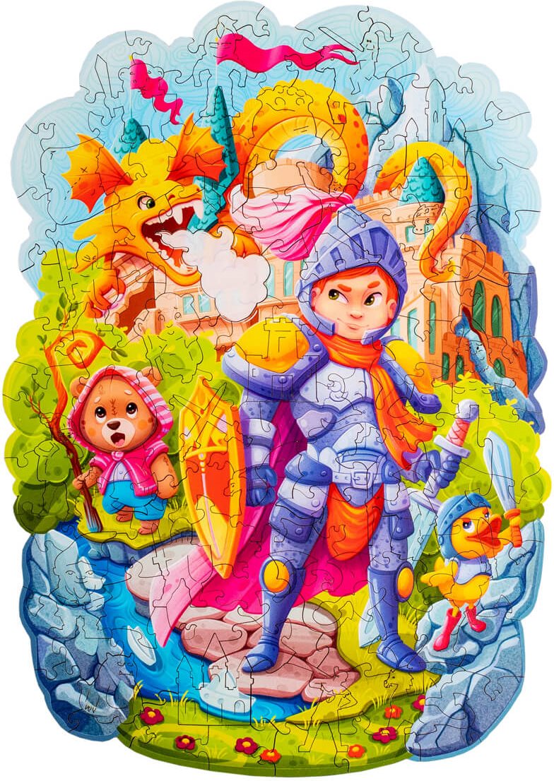 WOODLIKA Dřevěné puzzle Statečný rytíř 120 dílků