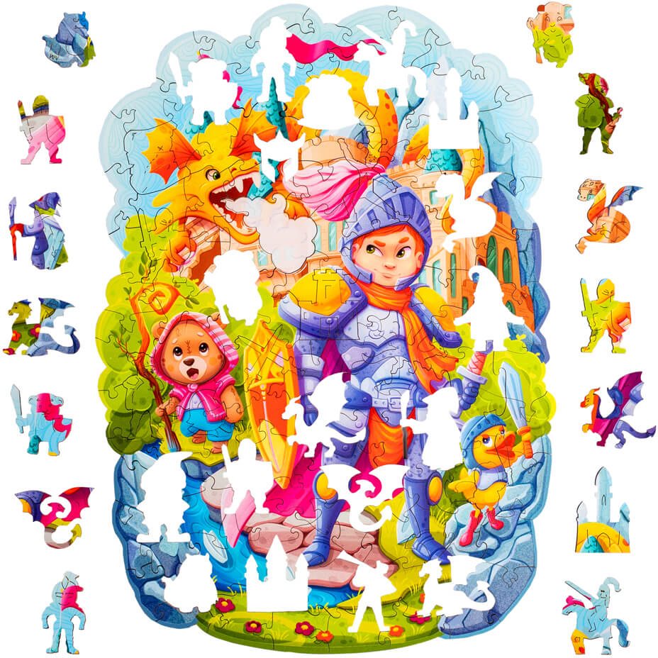 WOODLIKA Dřevěné puzzle Statečný rytíř 120 dílků