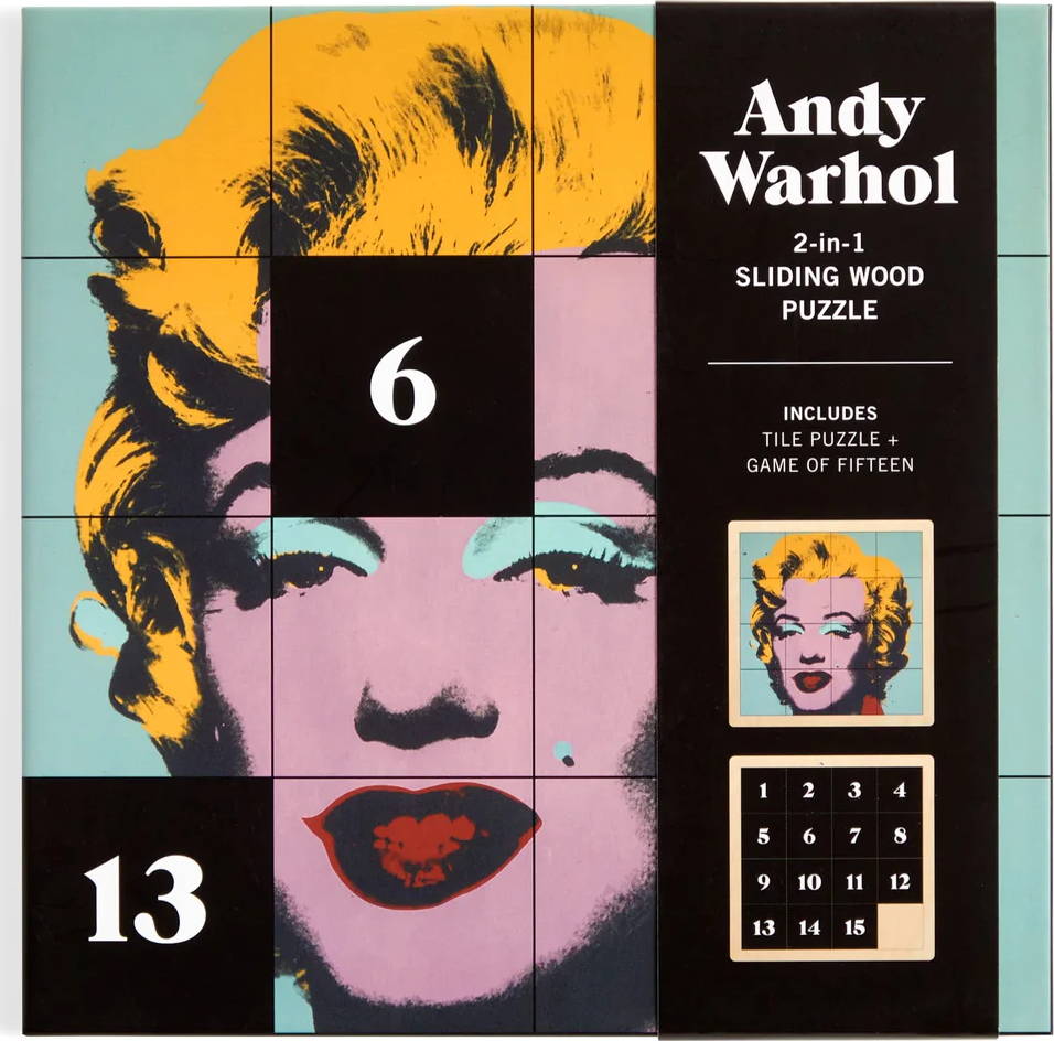 GALISON Posuvné dřevěné puzzle Andy Warhol: Marilyn 2v1 (16 dílků)
