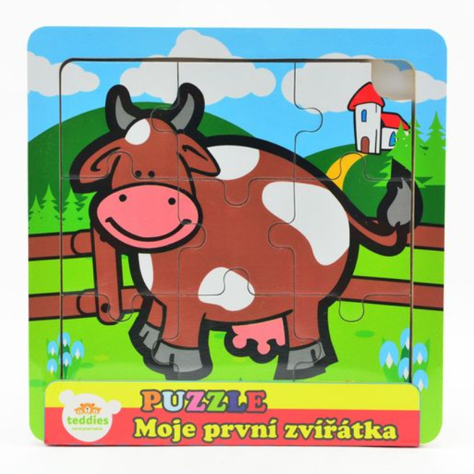 TEDDIES Dřevěné puzzle Moje první zvířátka: Kravička 9 dílků