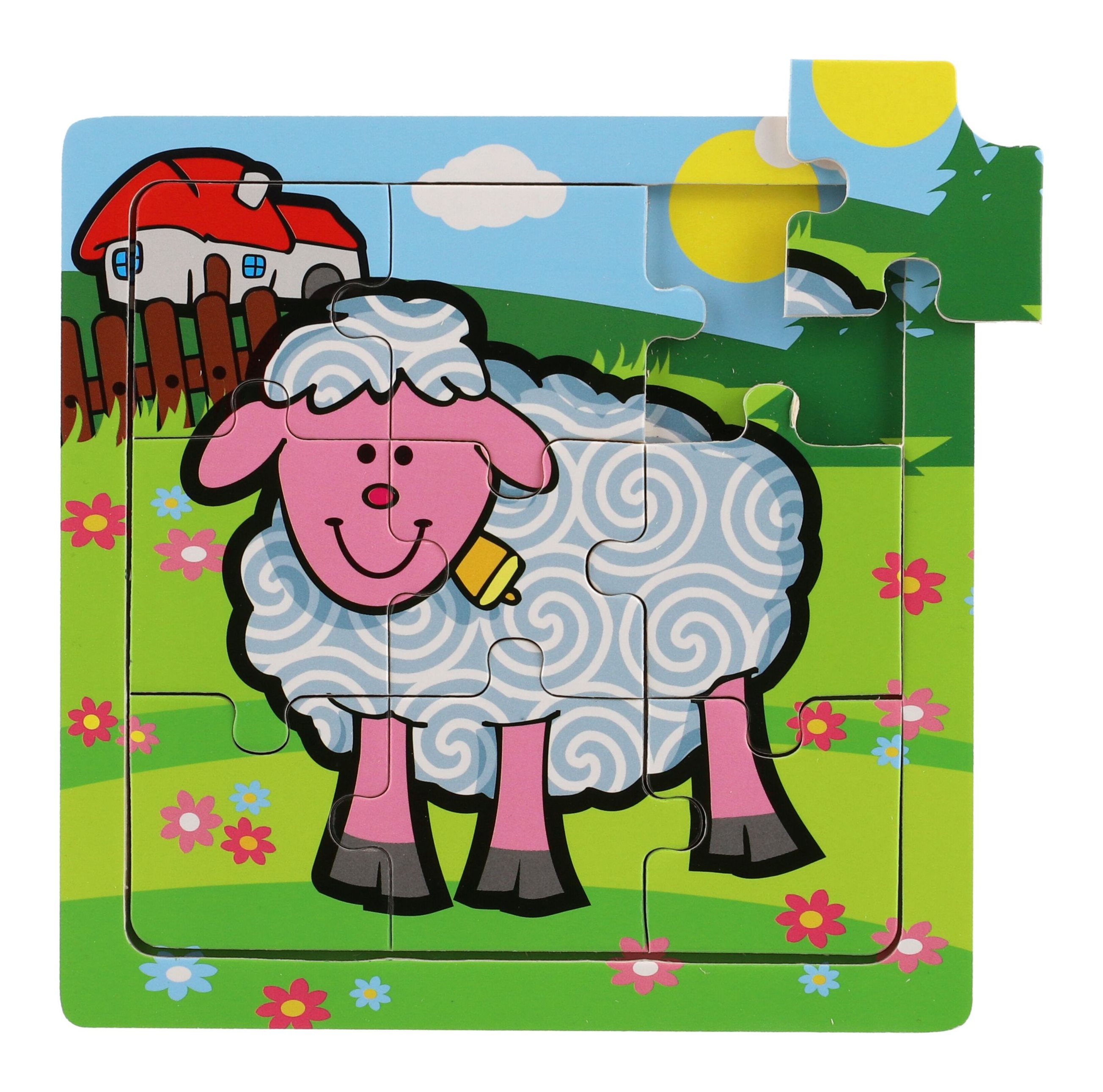TEDDIES Dřevěné puzzle Moje první zvířátka: Ovečka 9 dílků