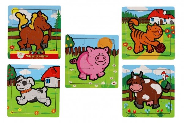TEDDIES Dřevěné puzzle Moje první zvířátka: Ovečka 9 dílků