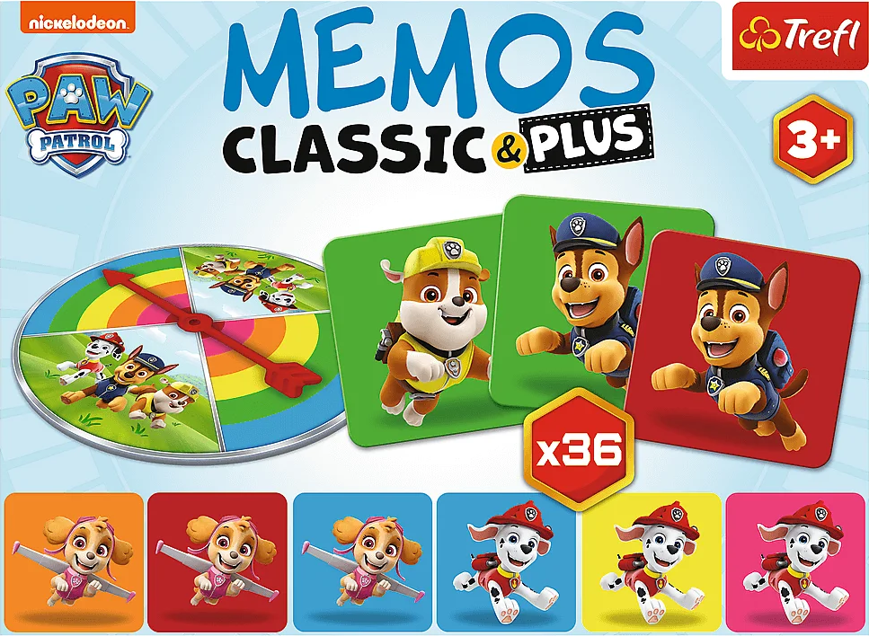 TREFL Pexeso Classic&Plus Tlapková patrola 3v1