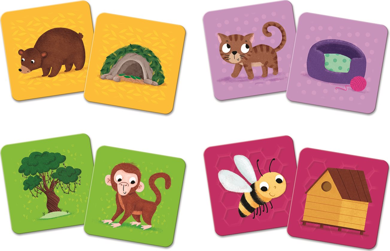 TREFL Pexeso Classic&Plus Zvířátka a jejich domečky 3v1