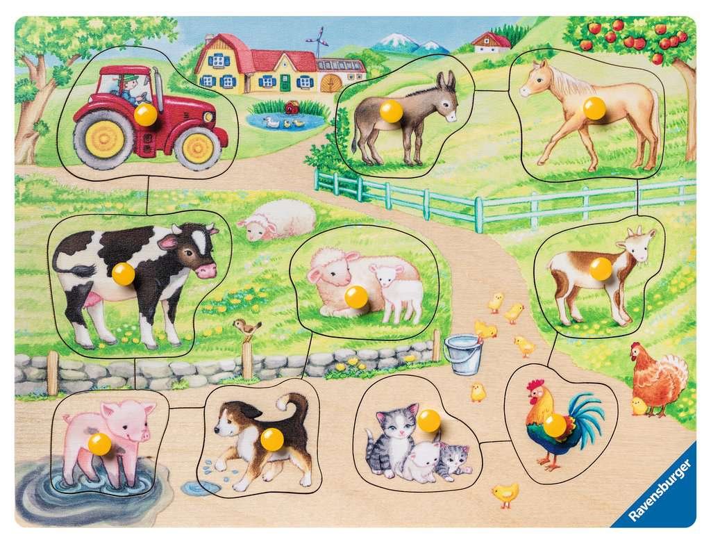 RAVENSBURGER Dřevěná vkládačka Ráno na farmě