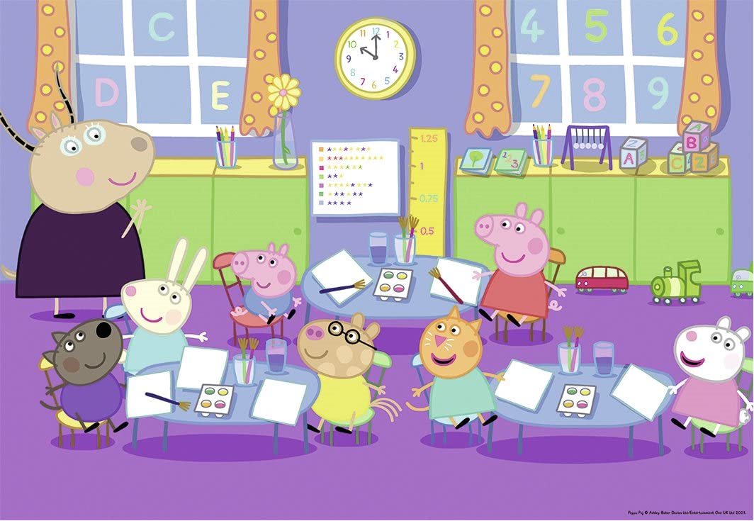 RAVENSBURGER Puzzle Prasátko Peppa ve škole 2x24 dílků