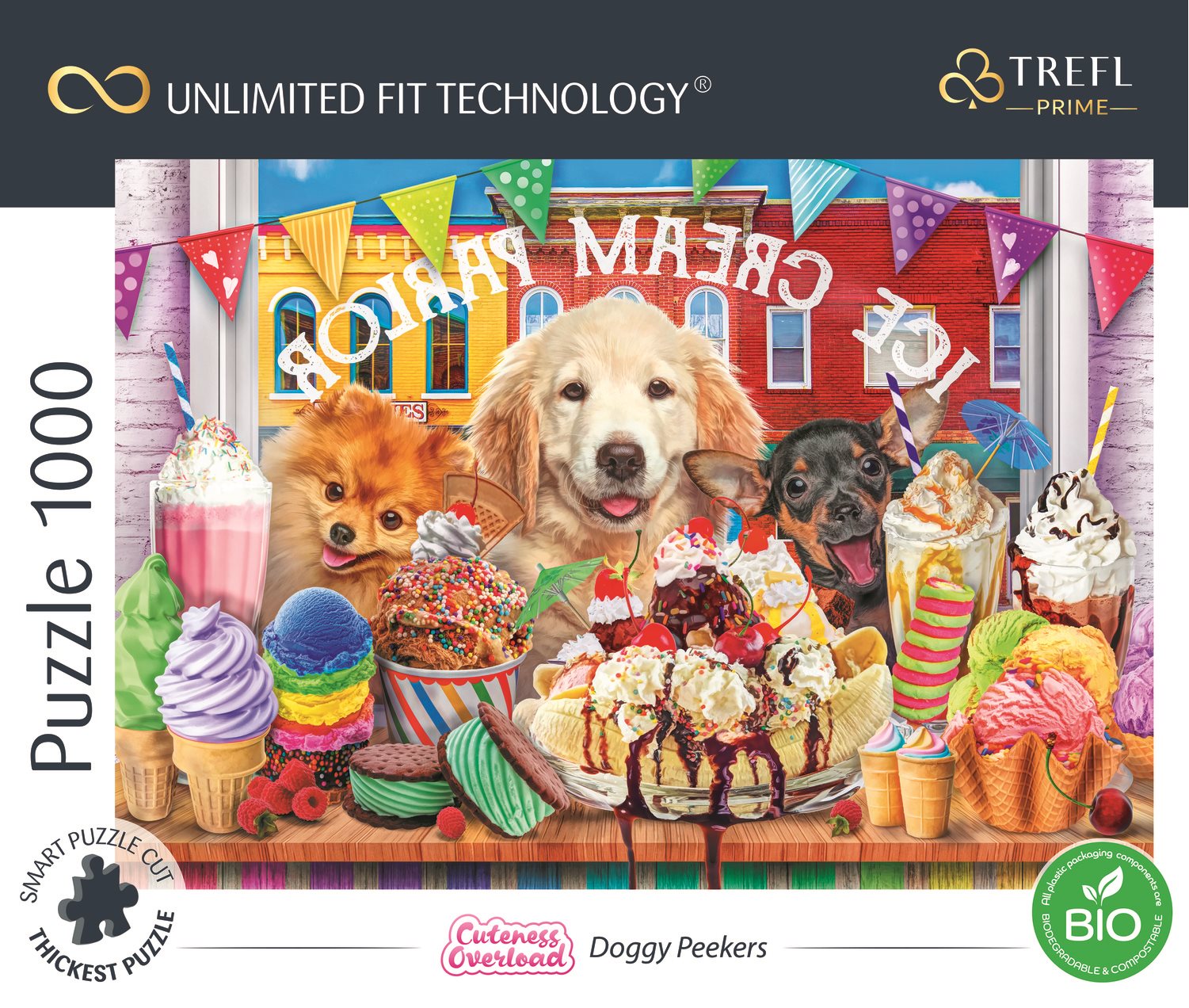 TREFL Puzzle UFT Cuteness Overload: Pejsci před cukrárnou 1000 dílků