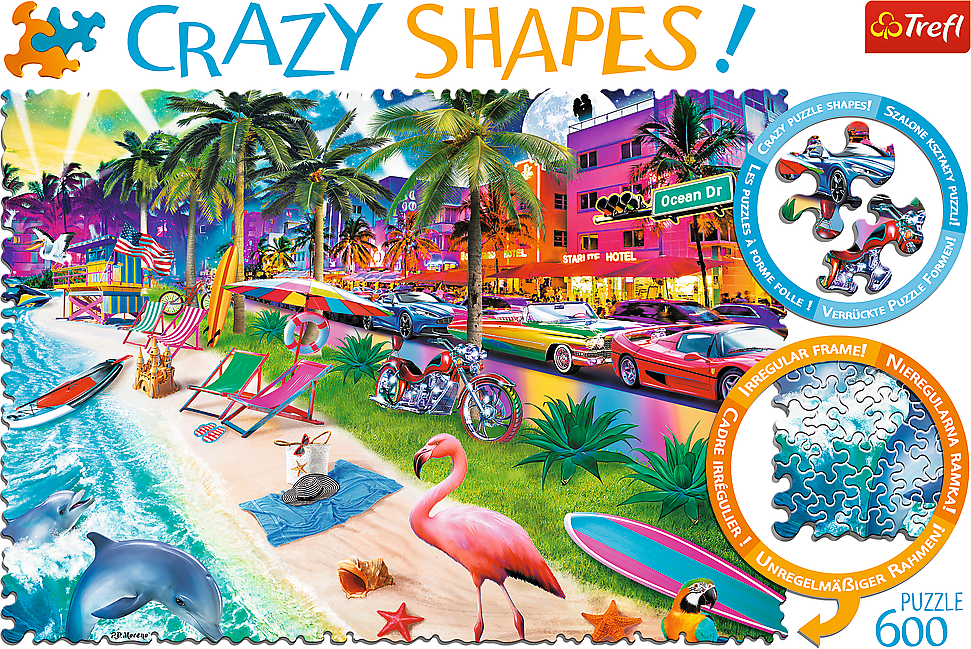 TREFL Crazy Shapes puzzle Pláž Miami 600 dílků