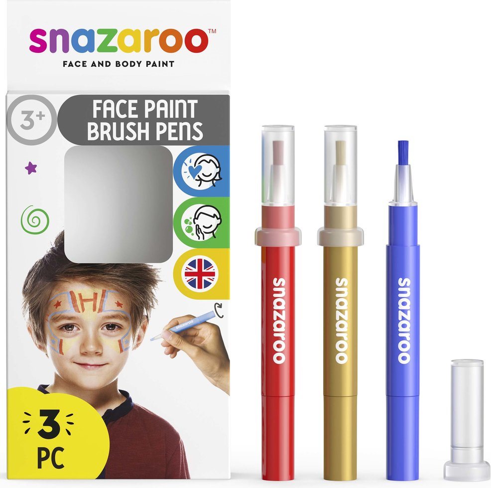 SNAZAROO Barvy na obličej s aplikátorem Brush Pen Adventure 3ks