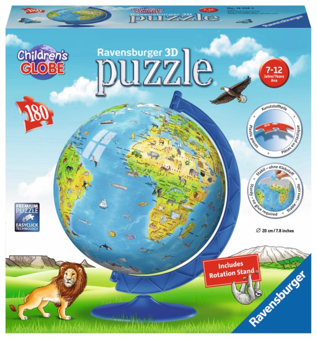 RAVENSBURGER 3D Puzzleball Dětský globus se zvířátky (anglický) 180 dílků