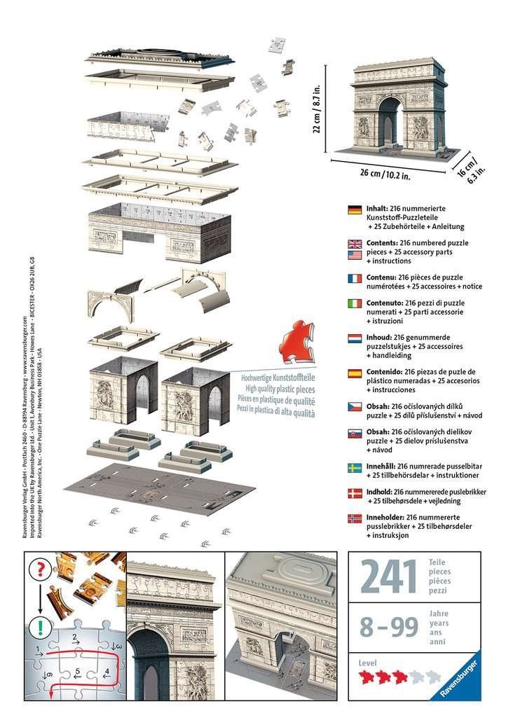 RAVENSBURGER 3D puzzle Vítězný oblouk, Francie 216 dílků