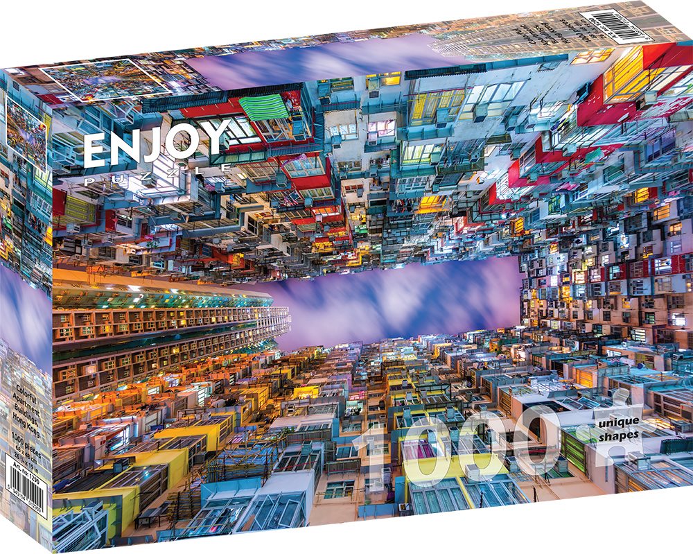 ENJOY Puzzle Barevný bytový dům, Hongkong 1000 dílků