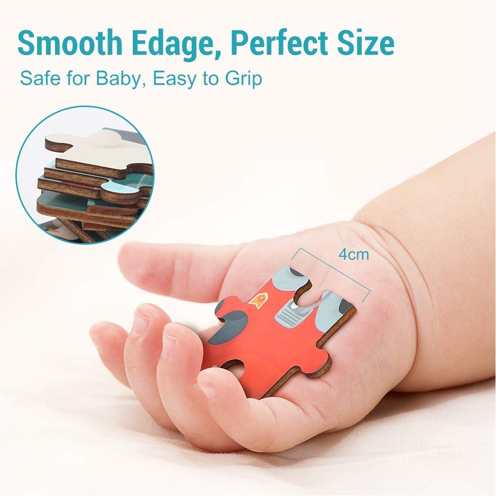 TOP BRIGHT Dřevěné puzzle s hračkou: Buldozer 24 dílků