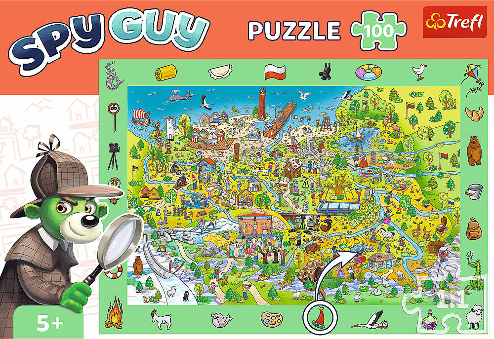 TREFL Puzzle s hledáním obrázků Spy Guy: Polsko 100 dílků