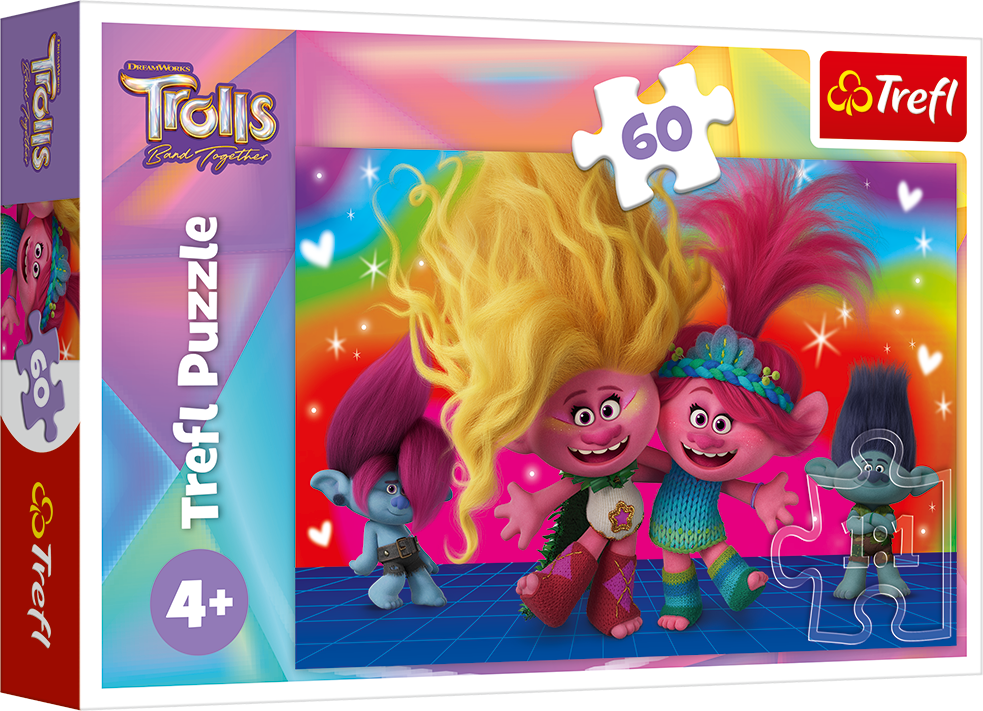 TREFL Puzzle Trollové 3: Přátelští Trollové 60 dílků