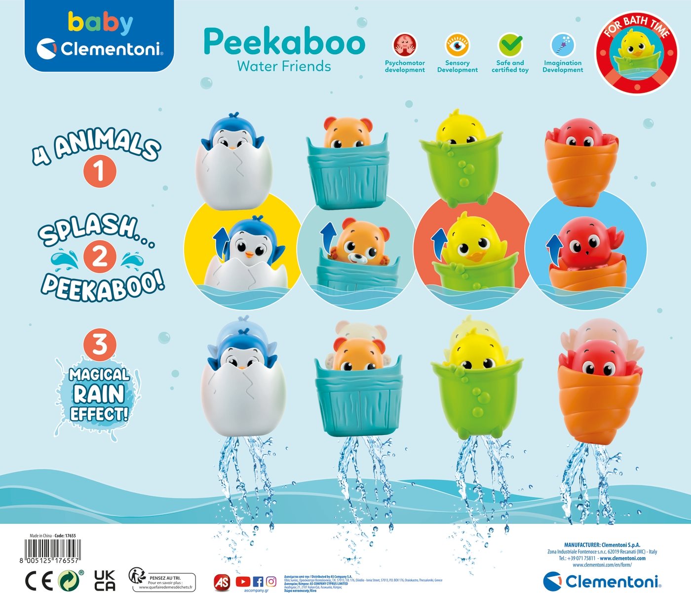 CLEMENTONI BABY Peekaboo Vodní kamarádi: Vykukující krab