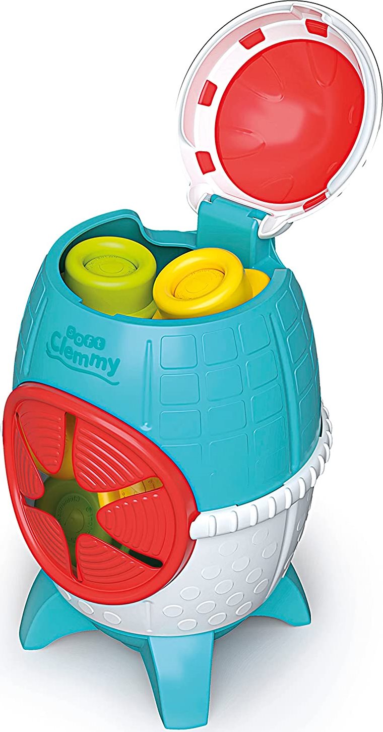 CLEMENTONI Soft Clemmy Senzorický box Vesmírná raketa s 5 kostkami