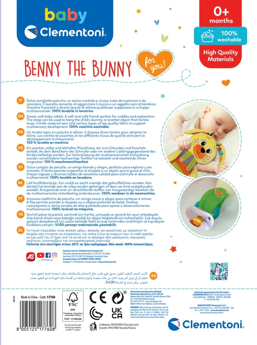 CLEMENTONI BABY For You Plyšový králíček Benny