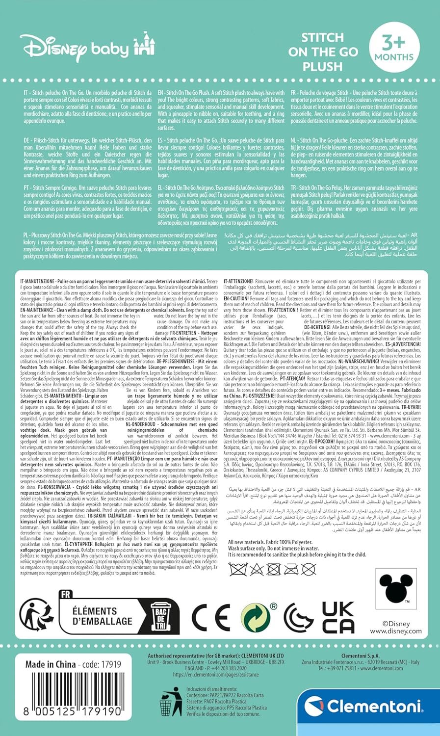 CLEMENTONI BABY Disney Plyšový Stitch na zavěšení