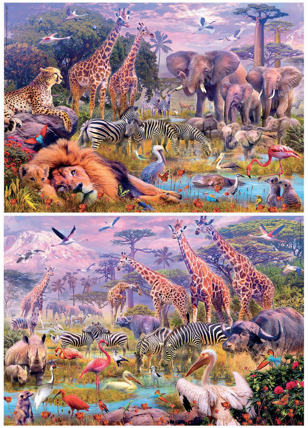 EDUCA Puzzle Panorama Divoká zvířata 2x100 dílků