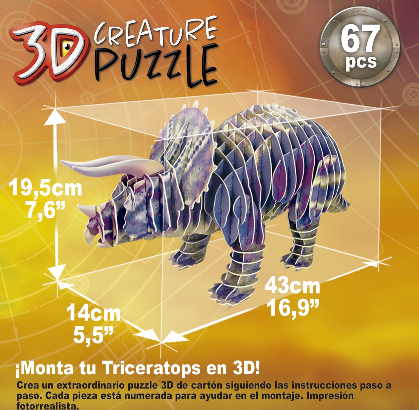 EDUCA 3D puzzle Triceratops 67 dílků