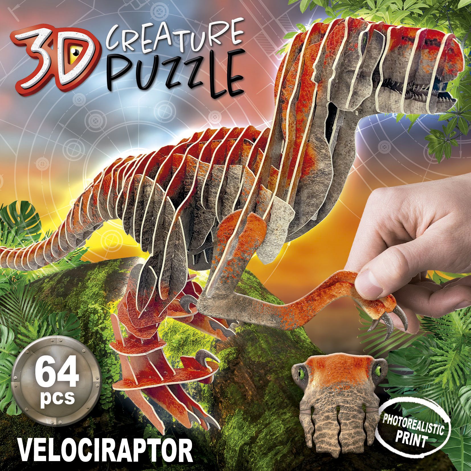 EDUCA 3D puzzle Velociraptor 64 dílků