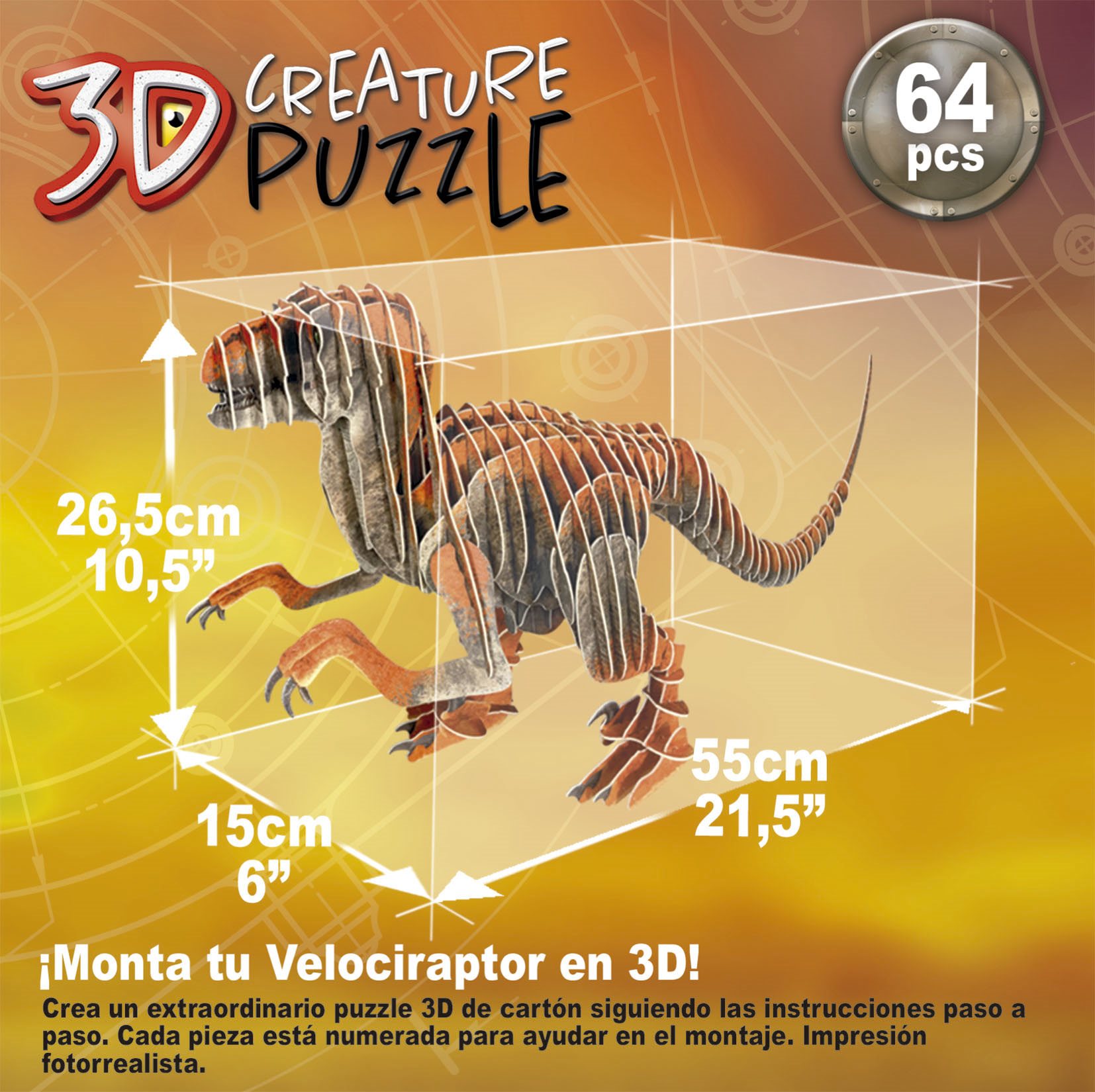EDUCA 3D puzzle Velociraptor 64 dílků