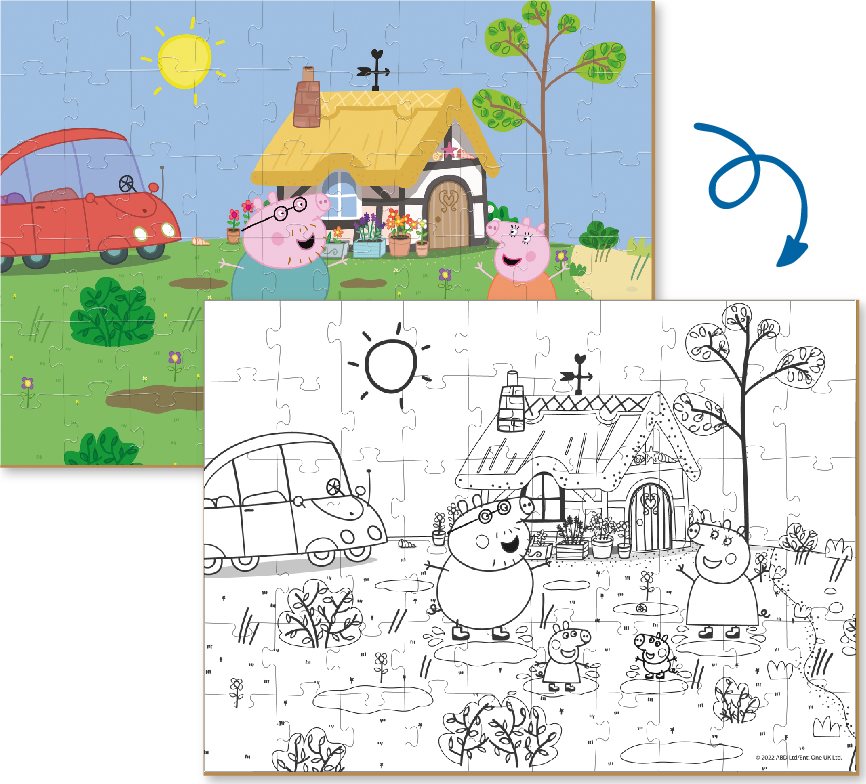 DODO Oboustranné puzzle Prasátko Peppa: Na chalupě 60 dílků