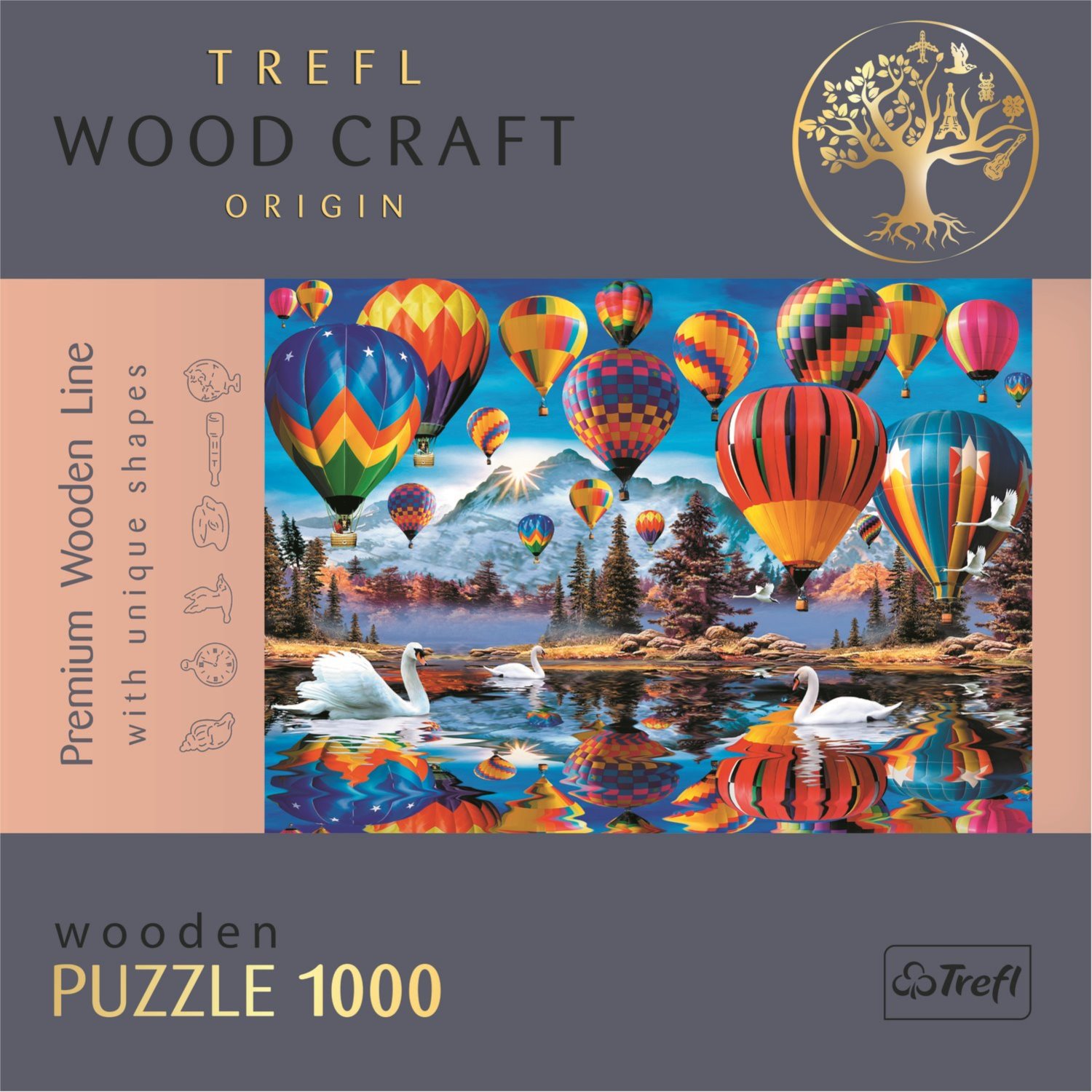 TREFL Wood Craft Origin puzzle Barevné balóny 1000 dílků