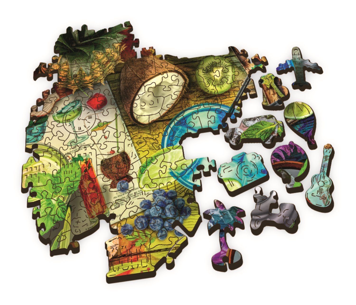 TREFL Wood Craft Origin puzzle Barevné koktejly 501 dílků