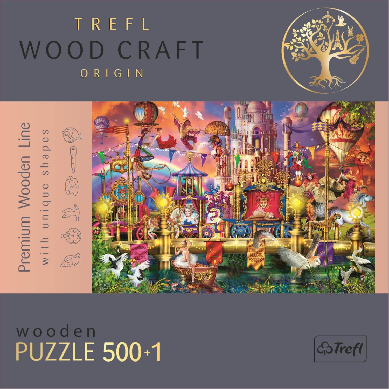 TREFL Wood Craft Origin puzzle Kouzelný svět 501 dílků