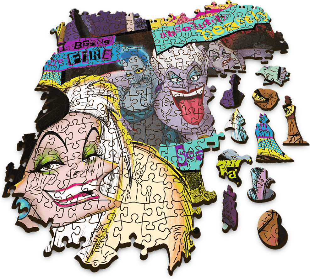 TREFL Wood Craft Origin puzzle Disney: Setkání záporáků 1000 dílků