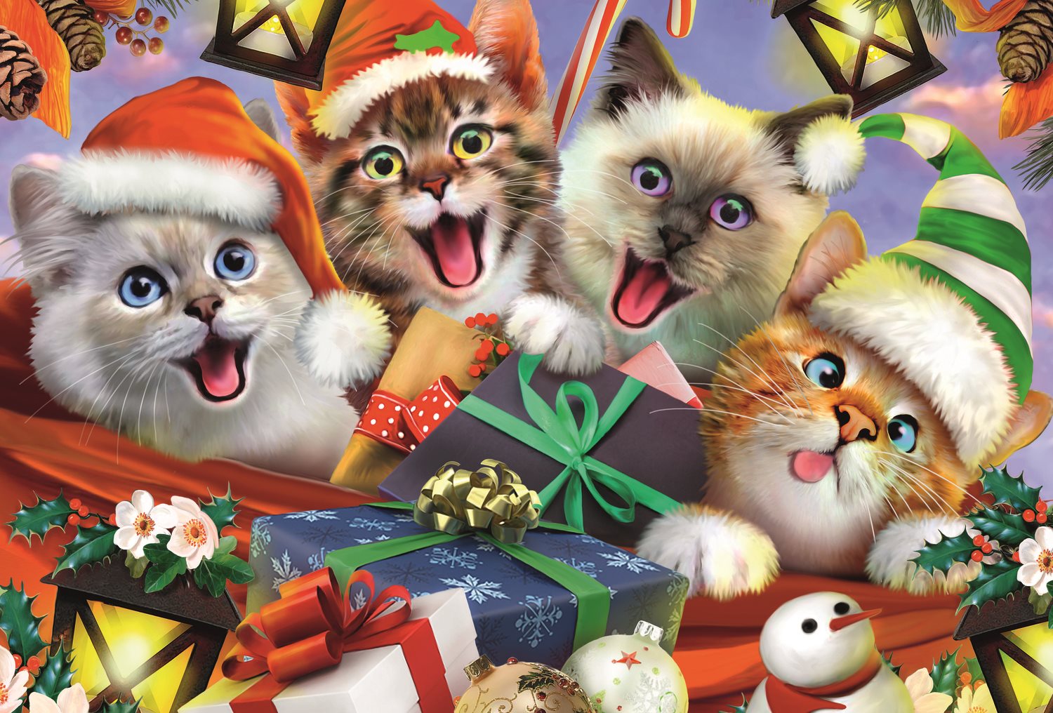 TREFL Wood Craft Origin puzzle Vánoční kočky 501 dílků