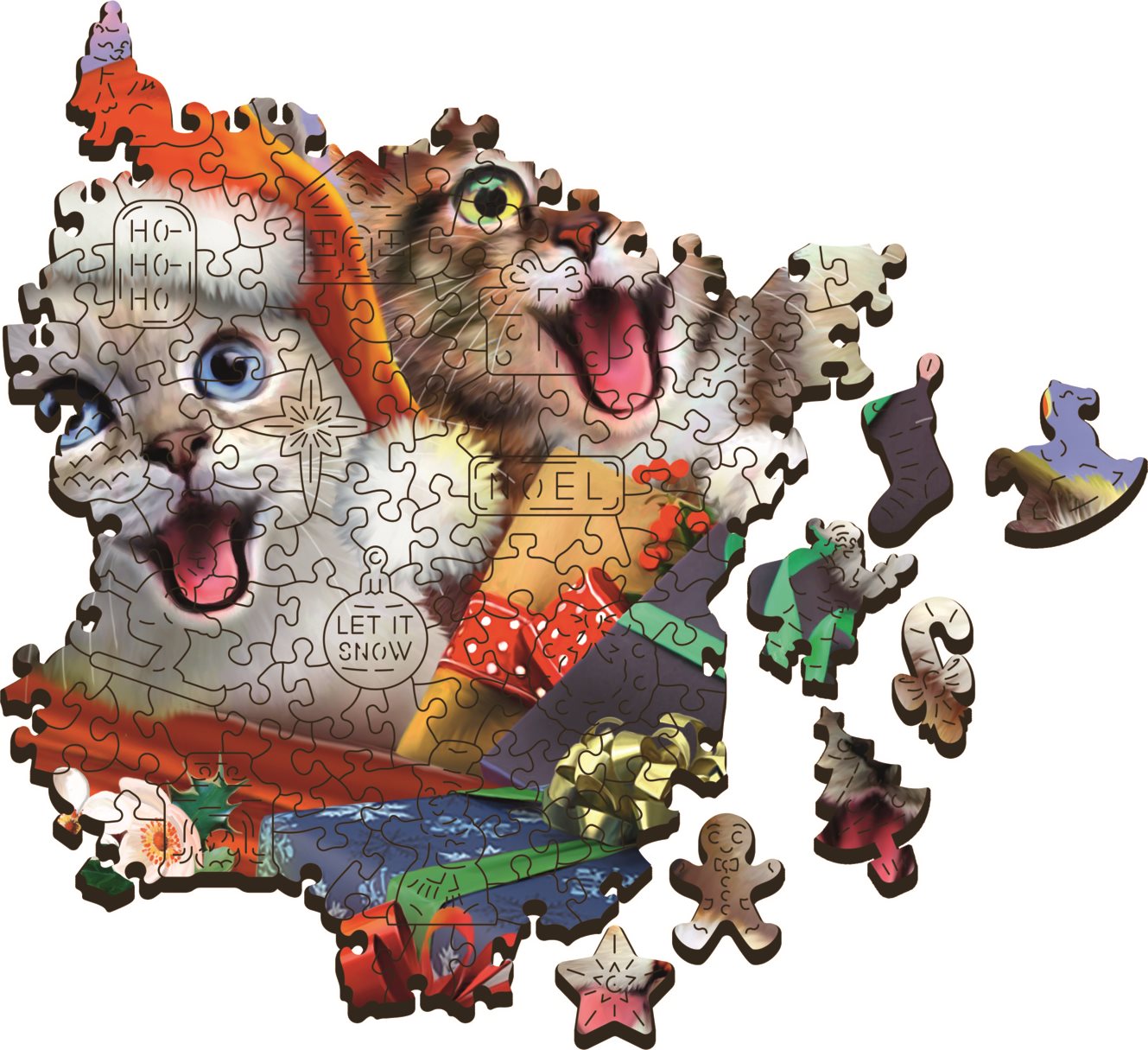 TREFL Wood Craft Origin puzzle Vánoční kočky 501 dílků