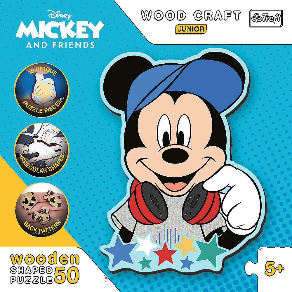 TREFL Wood Craft Junior puzzle Ve světě Mickeho Mouse 50 dílků