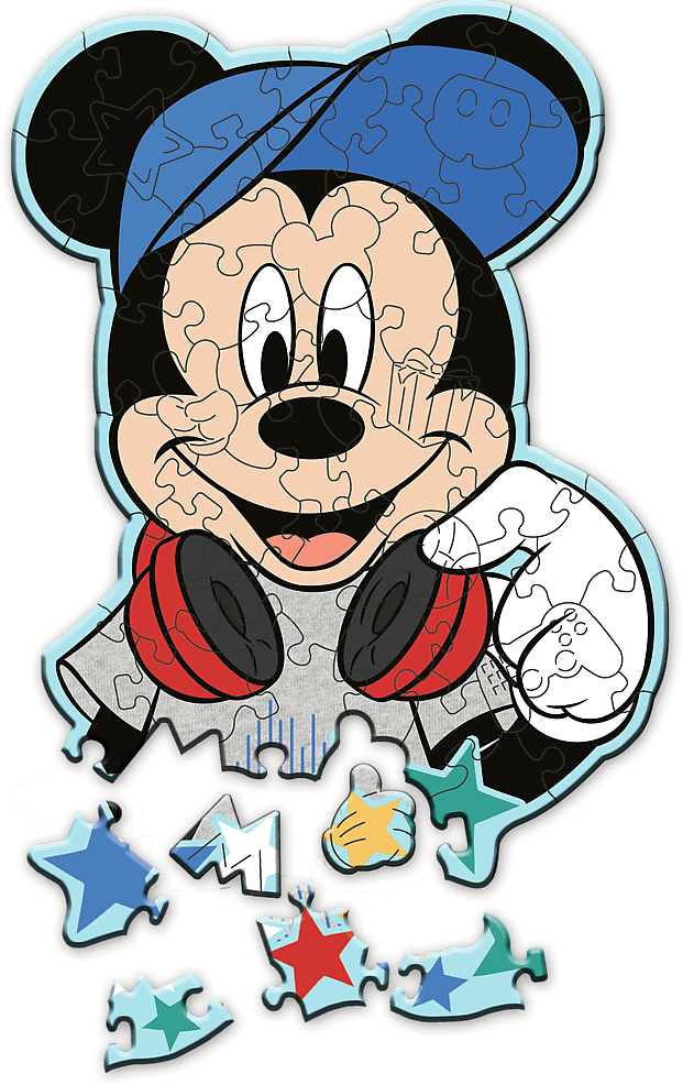 TREFL Wood Craft Junior puzzle Ve světě Mickeho Mouse 50 dílků