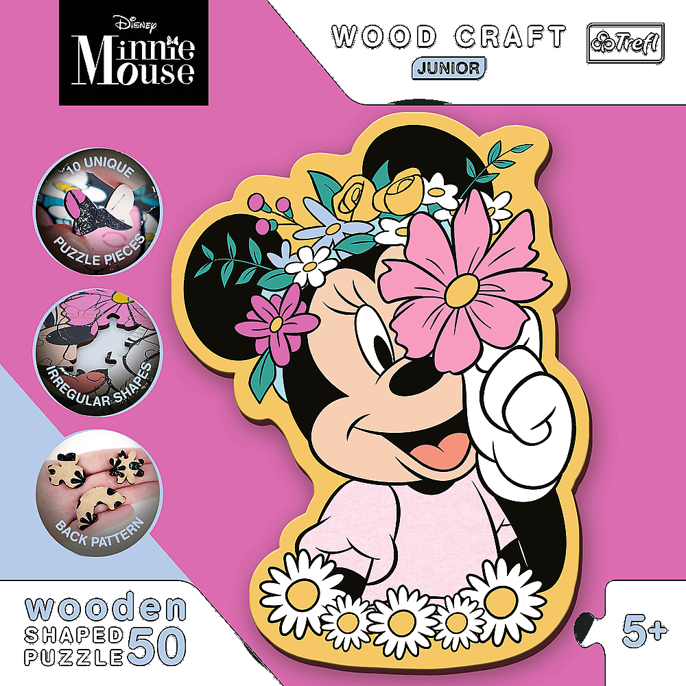 TREFL Wood Craft Junior puzzle Ve světě Minnie Mouse 50 dílků