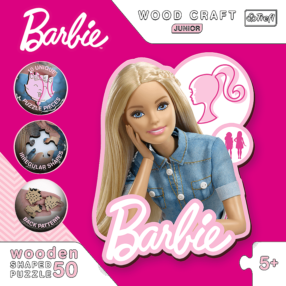 TREFL Wood Craft Junior puzzle Krásná Barbie 50 dílků