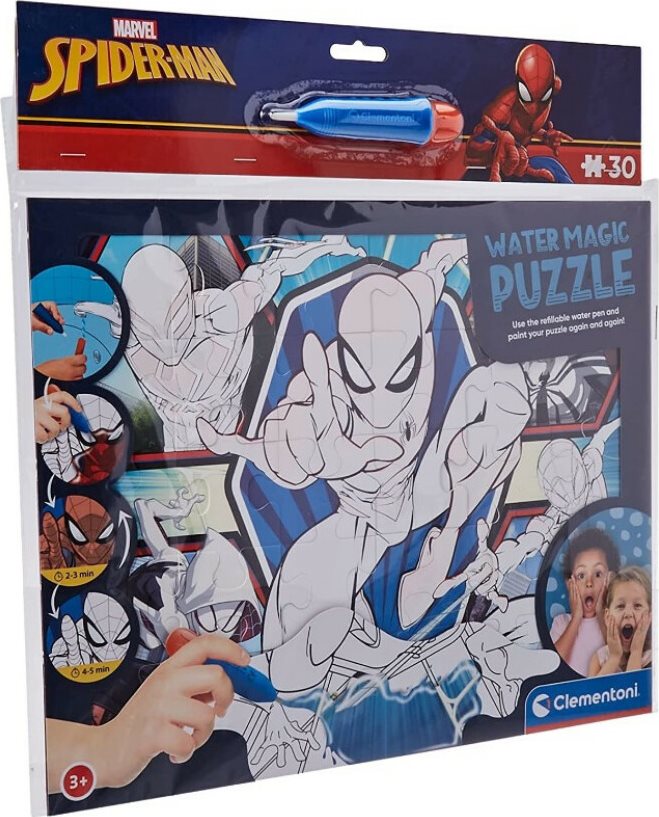 CLEMENTONI Puzzle s malováním vodou Water Magic: Spiderman 30 dílků