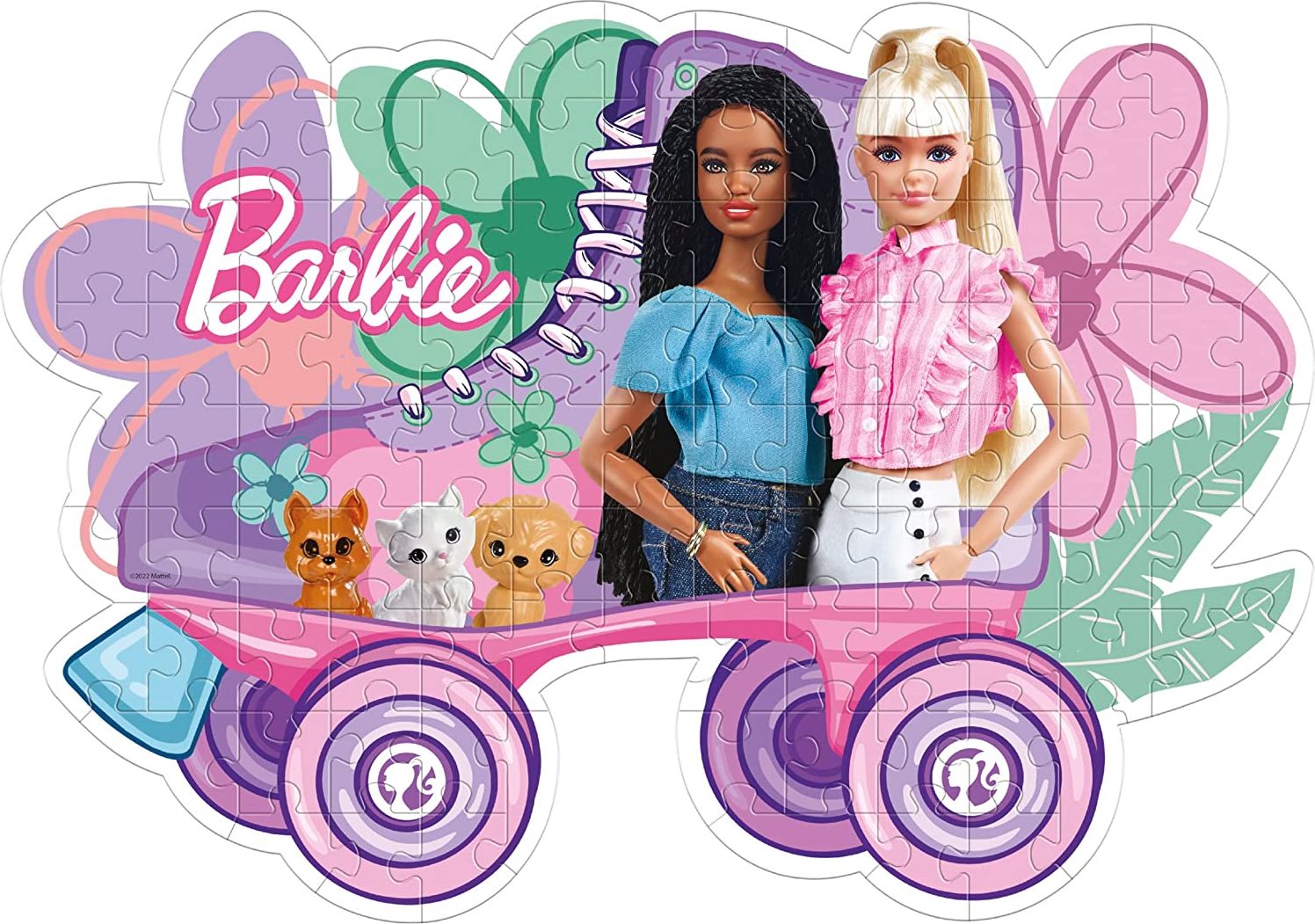 CLEMENTONI Obrysové puzzle Barbie: Brusle 104 dílků
