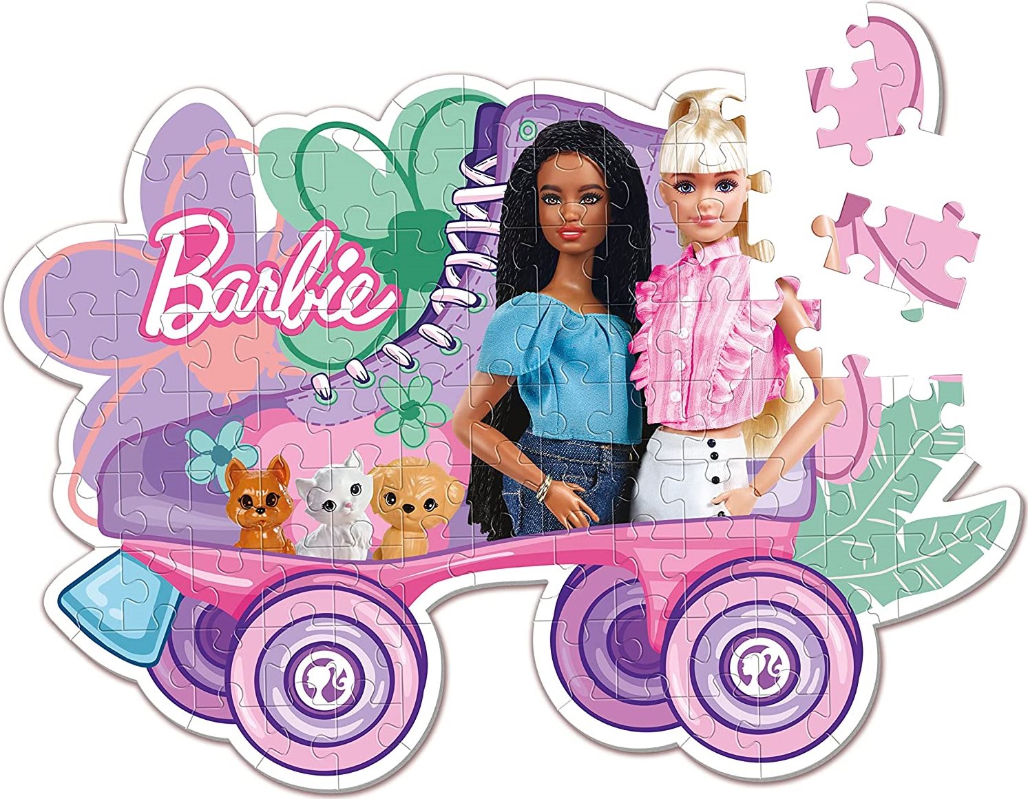 CLEMENTONI Obrysové puzzle Barbie: Brusle 104 dílků