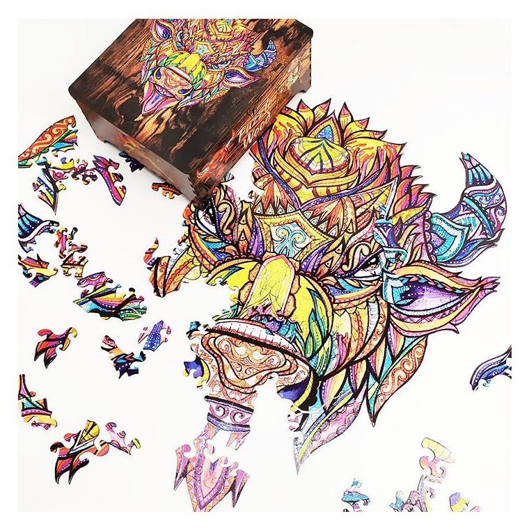 Dřevěné puzzle Bizon XL 137 dílků v dárkové krabičce