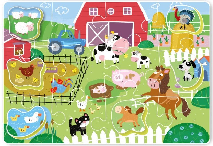 DODO Puzzle s vkládačkou Farma 18 dílků