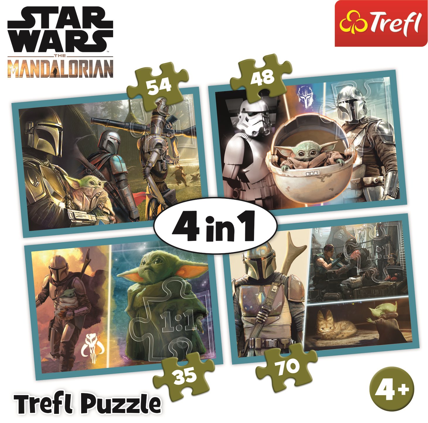 TREFL Puzzle Mandalorian a jeho svět 4v1 (35,48,54,70 dílků)